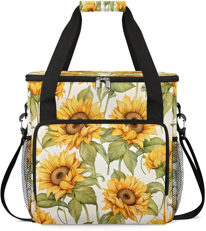 Sunflower Pattern Coffee Maker Carrying Bag for Keurig K-Mini or K-Mini Plus Storage Portable Coffee Maker Travel Bag