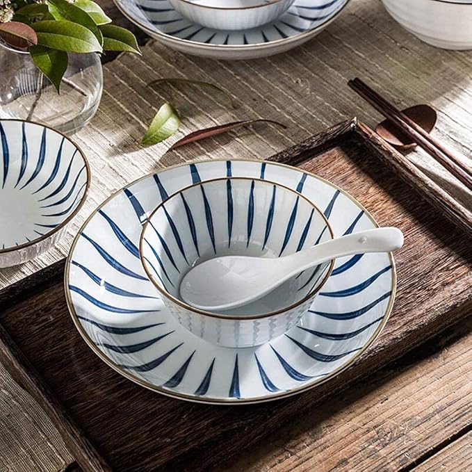 Dishes/Plate/Bowl Set18 Pieces Ceramics Dinner Sets Vintage Hand Painted Porcelain Tableware Set Housewarming Gifts