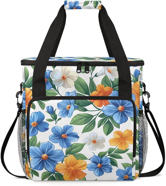 Majestic Flowers Coffee Maker Carrying Bag Portable Travel Storage Tote Bag Compatible with K-Mini or K-Mini Plus Single Serve Coffee Brewer Carrying Case with Multiple Pockets &amp Shoulder Strap
