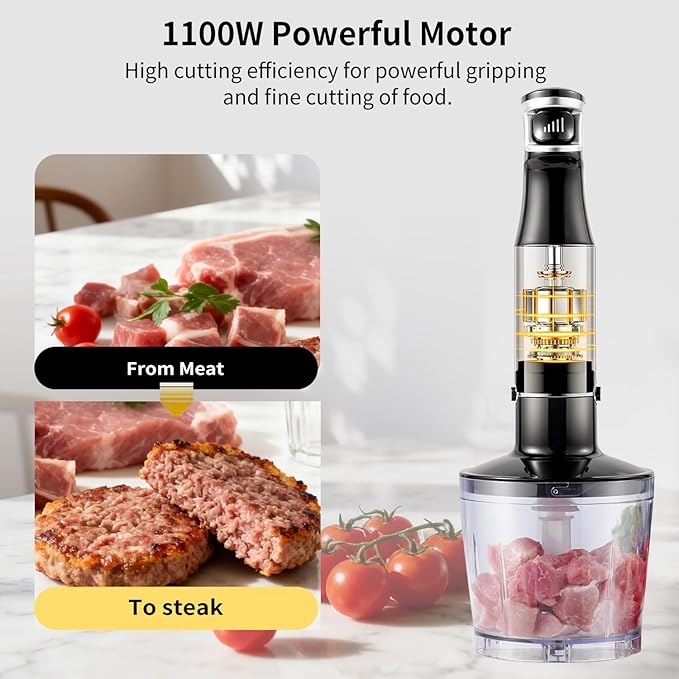Immersion Hand Blender Stick Blenders Sets 5-in-1 Multi-functional Kitchen Blender with Nylon Blade Cover with Egg Whisk Milk Frother Attachments for Kitchen PureeSoupSmoothies