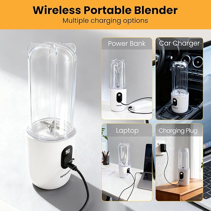 Portable Blender Personal Blender for Shakes and Smoothies Portable Juicer with 16 Blades Small Mini Juicer with Extra Handle Lid for Travel Sport Office Camping and Outgoing (16.9 oz)