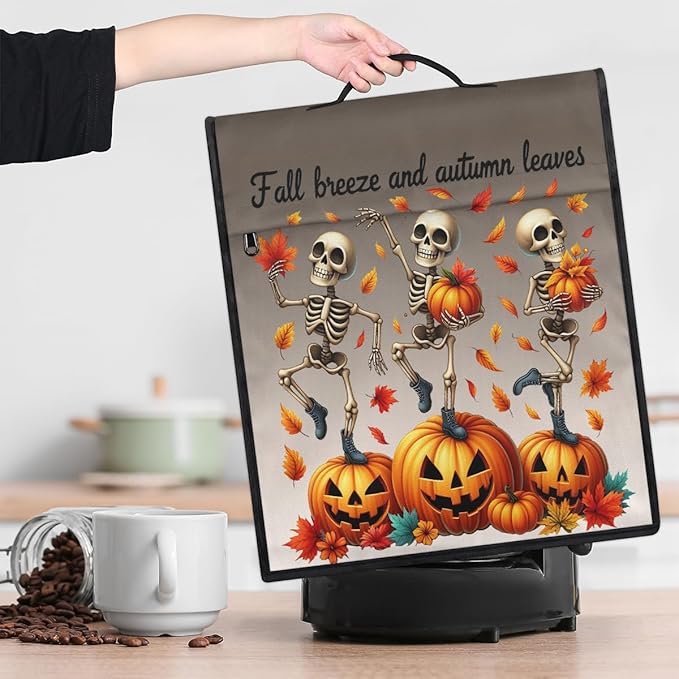 cfpolar Kitchen Aid Mixer Cover Compatible with 6-8 Quarts Fall Skeleton Pumpkin Stand Mixer Cover Kitchen Aid Mixers Accessories Appliance Organizer Bag Dust Covers with Zipper Pocket