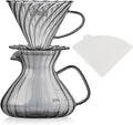 Bincoo Pour Over Coffee Maker Set650ML Borosilicate Glass Carafe with Coffee Driper&amp50pcs Paper FilterGlass Coffee Maker for Home Café Restaurant(Gray)