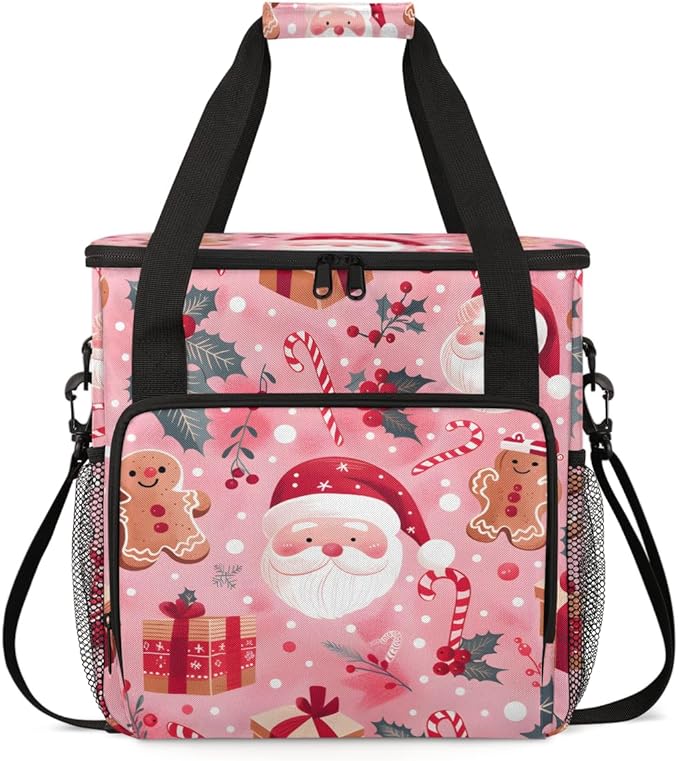 Colorful Santa Claus Coffee Maker Carrying Bag Portable Travel Storage Tote Bag Compatible with K-Mini or K-Mini Plus Single Serve Coffee Brewer Carrying Case with Multiple Pockets &amp Shoulder St