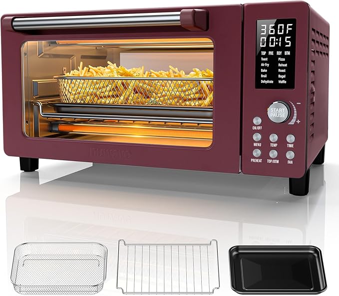 Nuwave Bravo Pro Convection Air Fryer Toaster Oven Combo 2025 New and Improved 10-in-1 50°-450°F Temp Controls Quick &amp Even Crisp Technology 21Qt Capacity Cinnamon PFAS Free