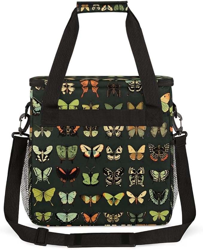 Watercolor Butterfly Coffee Maker Carrying Bag Colorful Butterfly Travel Storage Bag Compatible with K-Mini or K-Mini Plus Single Serve Coffee Brewer Carrying Case with Pockets &amp Shoulder Strap
