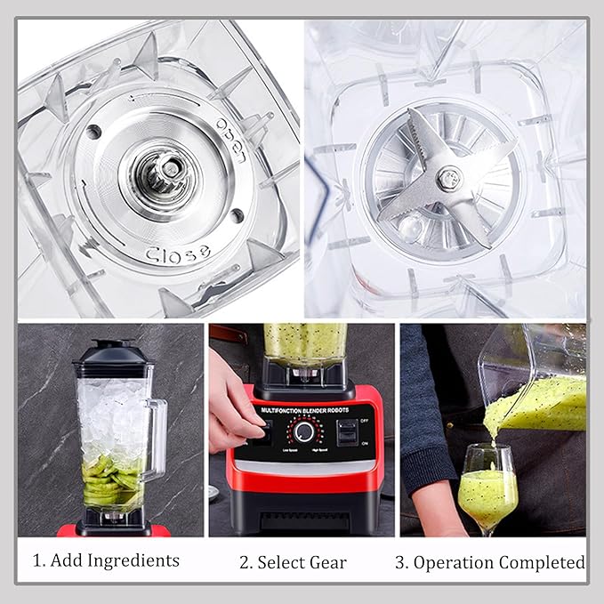 800 W Home and Commercial BlenderProfessional High Speed Countertop BlenderBlender for KitchenLarge CapacityVersatilefor Kitchens Beverage Shops