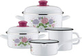 GSW Hydrangea 6-Piece Saucepan Set Steel Enamel Plastic White