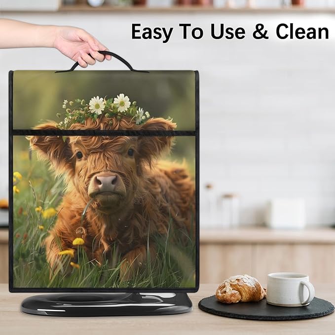 cfpolar Kitchen Aid Mixer Cover Compatible with 6-8 Quarts Animal Highland Cattle Flower Stand Mixer Cover Kitchen Aid Mixers Accessories Appliance Organizer Bag Dust Covers with Zipper Pocket