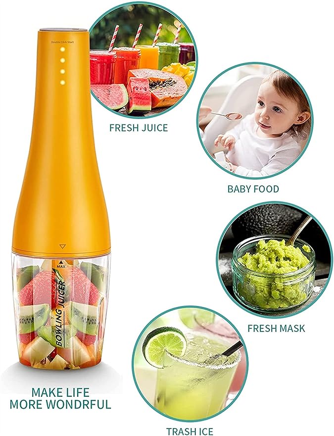 Smoothie Blender Personal Blender for Shakes and Smoothies 80W Single Serve Portable Blender with 2 BPA-Free 15Oz Travel Bottles
