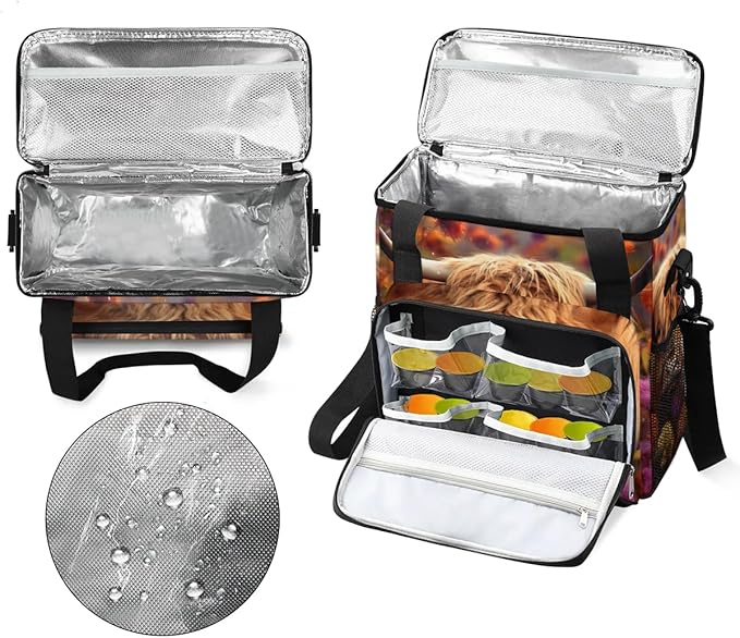 Coffee Maker Carrying Bag Highland Cow Flower Single Cup Coffee Maker Travel Bag Compatible with Keurig K-Mini or K-Mini Plus Portable Storage Bag with Shoulder StrapAZ-197