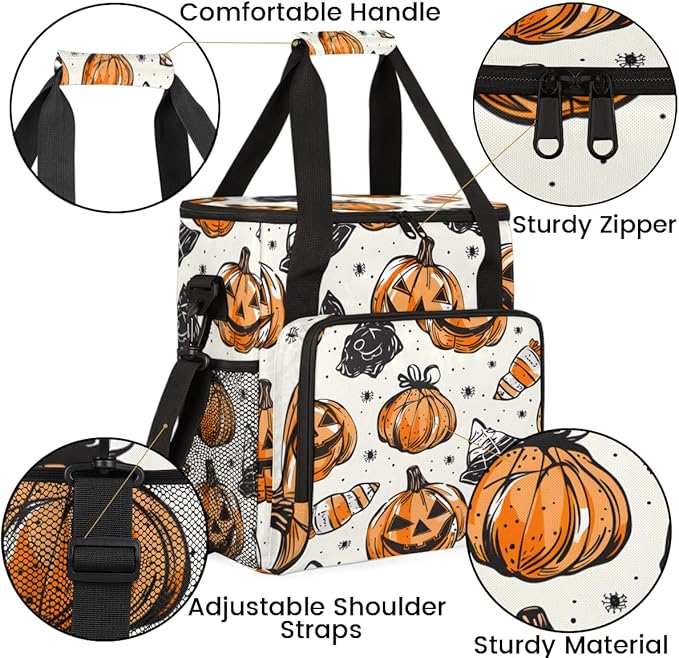 Halloween Pumpkin Coffee Maker Carrying Bag Dreamy Pumpkin Travel Storage Bag Compatible with K-Mini or K-Mini Plus Single Serve Coffee Brewer Carrying Case with Multiple Pockets &amp Shoulder Stra