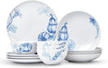 Minh Long 12 Pcs Porcelain Thanksgiving Dinnerware Set Pumpkins Harvest Plates and Bowls Set for 4 Fall Dishes Chip &amp Scratch Resistant Oven Safe up to 482°F Non Toxic Dishwasher &amp Microwa