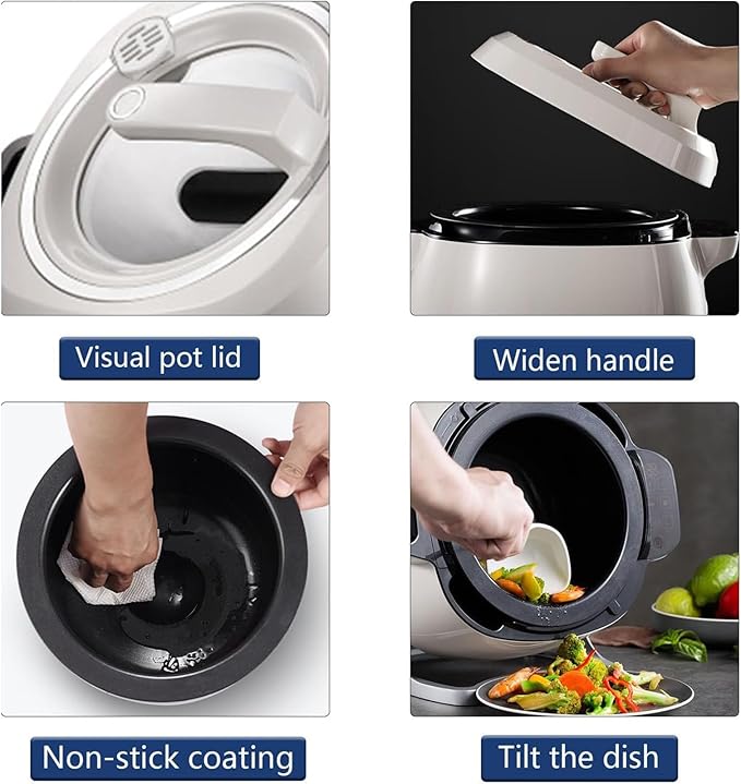 Automatic Cooking Machine 6L Automatic Cooking Pot Fried Rice Machine 360 Degree Automatic Rotation for Stir-Frying Stewing Cooking (110v1000w)