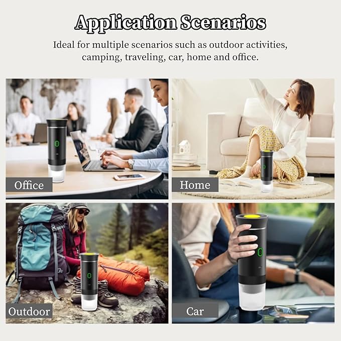 Portable Electric Espresso Machine 3 in 1 Travel Coffee Maker for Camping 15 Bar Self Heating Car Coffee Maker Capsules Coffee Machine for Camping Hiking Office