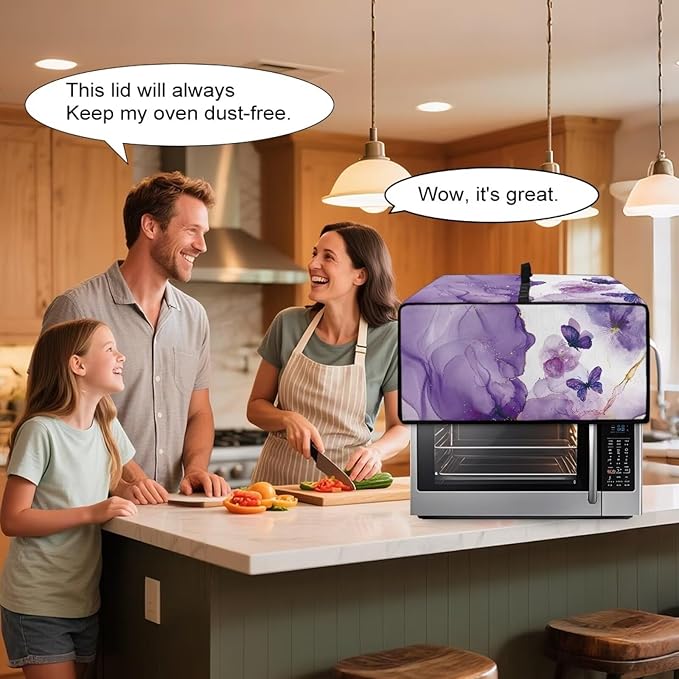 Toaster Oven Heat-Resistant Modern Toaster Oven Heavy Duty Dust-proof Microwave Cover with Storage Side Pockets Protects from Appliances Spills Stain Butterfly Marble