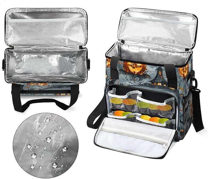Bats Pumpkins Castle Coffee Maker Carrying Bag Portable Travel Storage Tote Bag Compatible with K-Mini or K-Mini Plus Single Serve Coffee Brewer Carrying Case with Multiple Pockets &amp Shoulder St