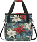 Holly Berry Flowers Coffee Maker Carrying Bag Modern Flowers Travel Storage Bag Compatible with K-Mini or K-Mini Plus Single Serve Coffee Brewer Carrying Case with Multiple Pockets &amp Shoulder St