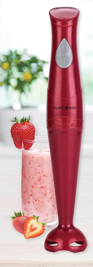 EUROSTAR EH401R 2-Speed Immersion Hand Blender with Detachable Shaft Red