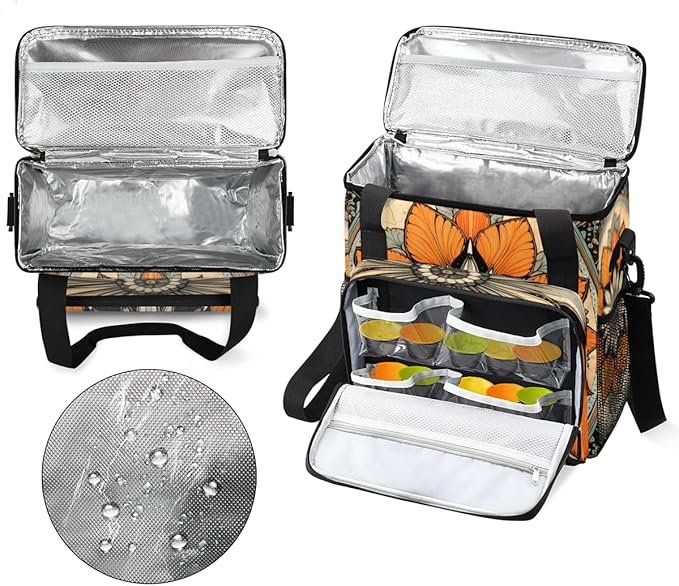 Retro Mandala Coffee Maker Carrying Bag Orange Mandala Travel Storage Bag Compatible with K-Mini or K-Mini Plus Single Serve Coffee Brewer Carrying Case with Multiple Pockets &amp Shoulder Strap
