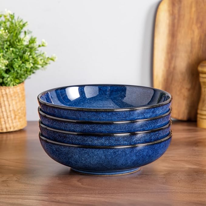 vancasso Starry 18 Pieces Dinnerware Sets for 6 Bundles Stern Large Pasta Bowls Set of