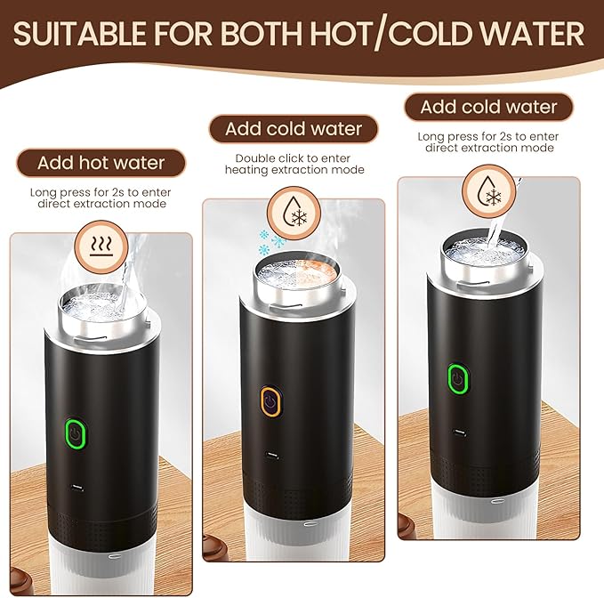 Electric Espresso Machine 3 In 1 Portable Coffee Maker for Travel 4-6 min Self-Heating Compatible with Ground Coffee &amp Large Capsules Small Capsules for Hiking Camping RV Office (Black)