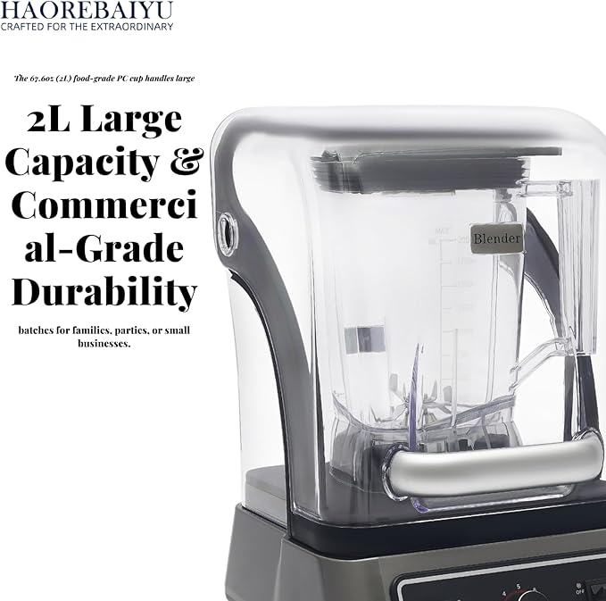 1600W Commercial Blender 2L Large Capacity Multifunctional Blender with 9-Speed &amp Pulse High-Speed Motor for Smoothies Ice Crushing Juice Soup - Professional Heavy Duty &amp Quiet Design(110