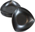 Ebros Gift Iron Black Clay Underglaze Technique Tetsu Kesho Porcelain Dinnerware Kitchen Set Asian Japanese Restaurant Supply (Pack of 5 Appetizer Salad Triangular Deep Serving Plates)