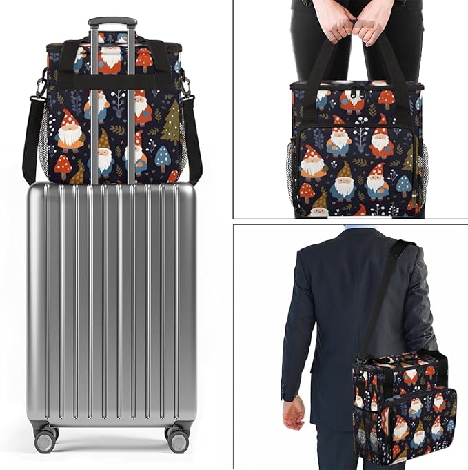 Santa Claus Coffee Maker Carrying Bag Christmas Tree Travel Storage Bag Compatible with K-Mini or K-Mini Plus Single Serve Coffee Brewer Carrying Case with Multiple Pockets &amp Shoulder Strap