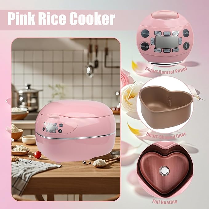 Pink Rice Cooker Smart Rice Cooker 8 Cup With Delay Preset Timer And Auto Thermostat Gifts Keep Warm For Brown Rice Yogurt Cake Tomato Soup