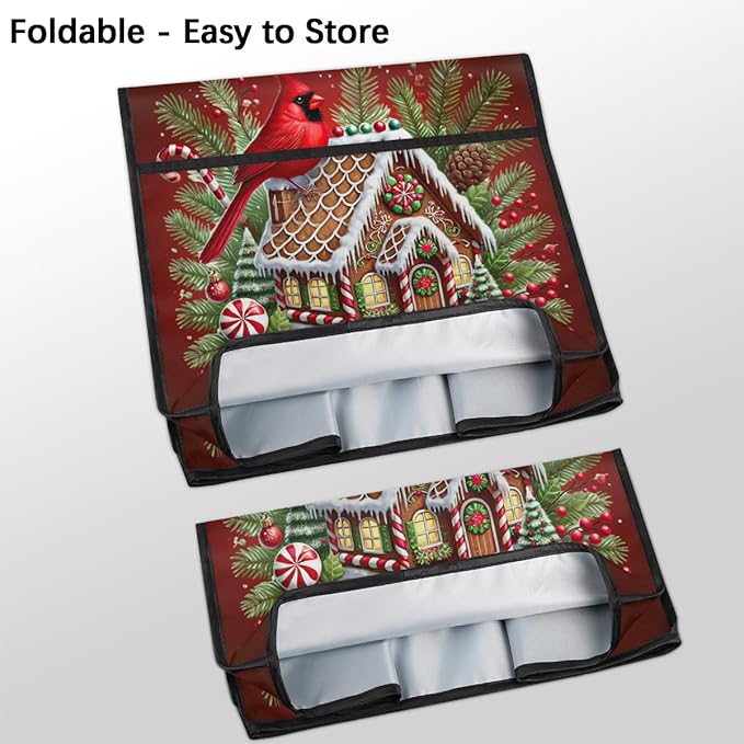 Kitchen Aid Mixer Cover Christmas Bird House Cardinal Stand Mixer Cover Compatible with 6-8 Quarts Stand Mixers Dust Covers with Zipper Pocket Foldable Washable Kitchen Aid Organizer Bag