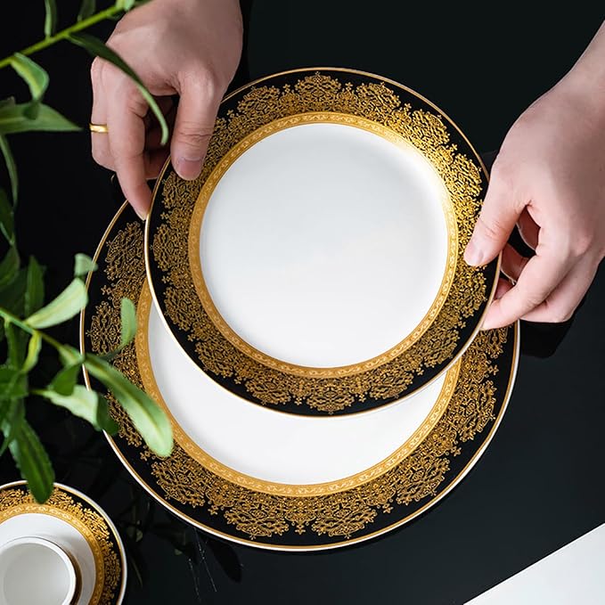 tableware set bone china dinnerware set 24-piece dinnerware set for 6 dinner plate set round plates cups and plates sets for kitchen dishwasher safe round plates dinnerware sets