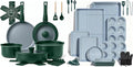 Ammeloo 18-Piece Ceramic Pots and Pans Set &amp 22-Piece Baking Pans Set Stackable Bakeware Hunter Green