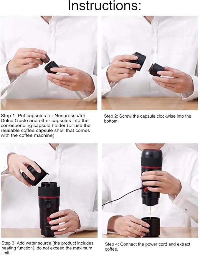 Travel Coffee Maker Portable Capsule Coffee Machine Electric Coffee Maker for Outdoor Home Car Travel USB