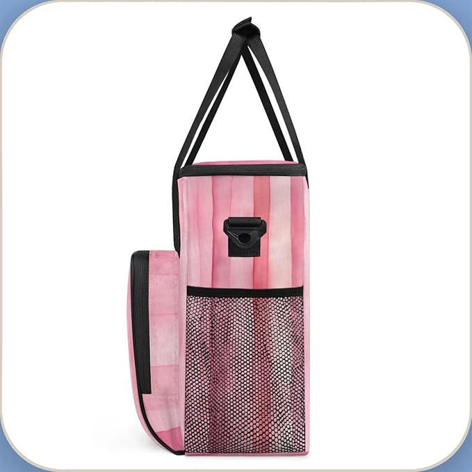 Striped Coffee Maker Travel Bag for Keurig K-Mini/K-Mini Plus Insulated Waterproof Tote with Pockets for K-Cup Portable Single-Serve Brewer Case