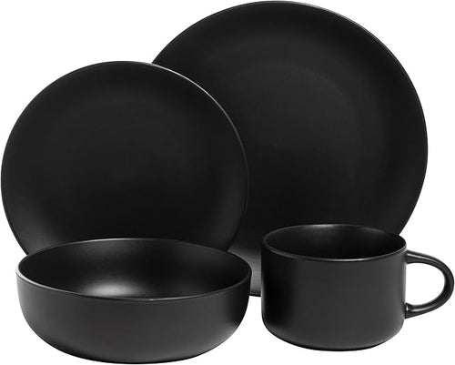 10 Strawberry Street Wazee Matte Coupe Dinnerware Set 16 pc Black