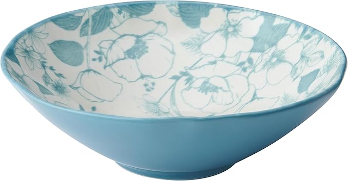 Pfaltzgraff Garden Blossom Floral 12 Piece Plate Bowl Dinnerware Set Blue