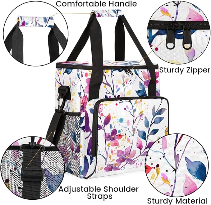 Wild Flower Coffee Maker Carrying Bag Portable Travel Storage Tote Bag Compatible with K-Mini or K-Mini Plus Single Serve Coffee Brewer Carrying Case with Multiple Pockets &amp Shoulder Strap