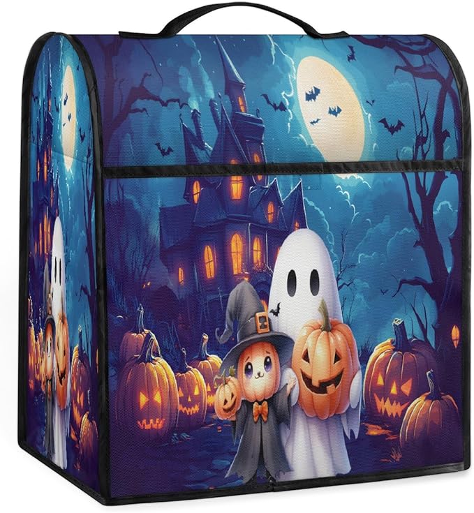 cfpolar Kitchen Aid Mixer Cover Compatible with 6-8 Quarts Halloween Cute Ghosts Pumpkin Stand Mixer Cover Kitchen Aid Mixers Accessories Appliance Organizer Bag Dust Covers with Zipper Pocket