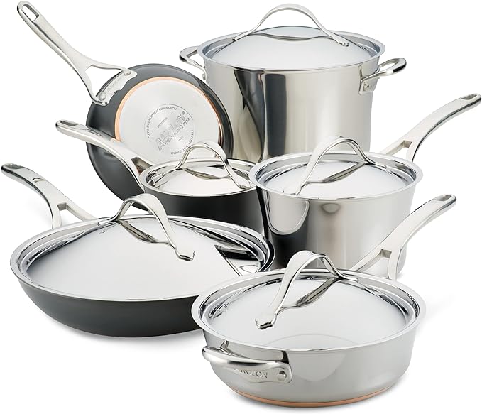 Anolon Stainless Steel &amp Hard Anodized Aluminum Cookware Set (11 Piece)