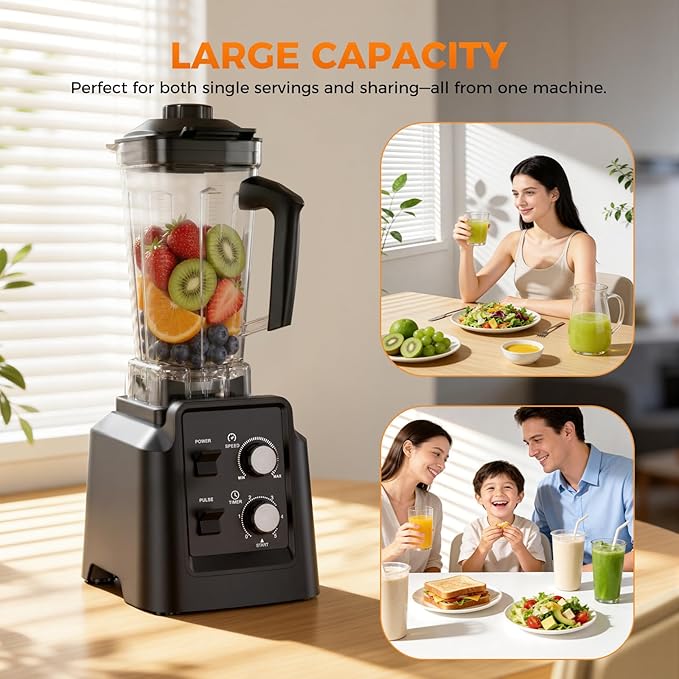 Blender for Smoothies 68oz Countertop Blenders for Kitchen with 20oz Grinder Cup 1800W Smoothie Blender Ice Crushing Frozen Fruit Protein Shake Maker with Timer Self Cleaning Black