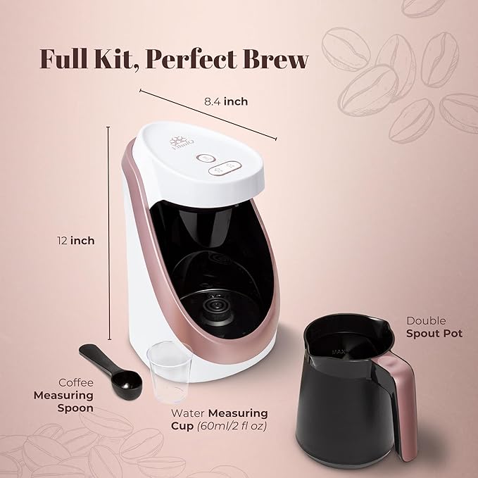 ETHNIQ Turkish Coffee Maker - 100% BPA Free 120V 1 to 4 Cup Brewing Capacity with Cook Sense Technology for Delicious Cup of Turkish &amp Greek Coffee Turkish Coffee Pot (White)