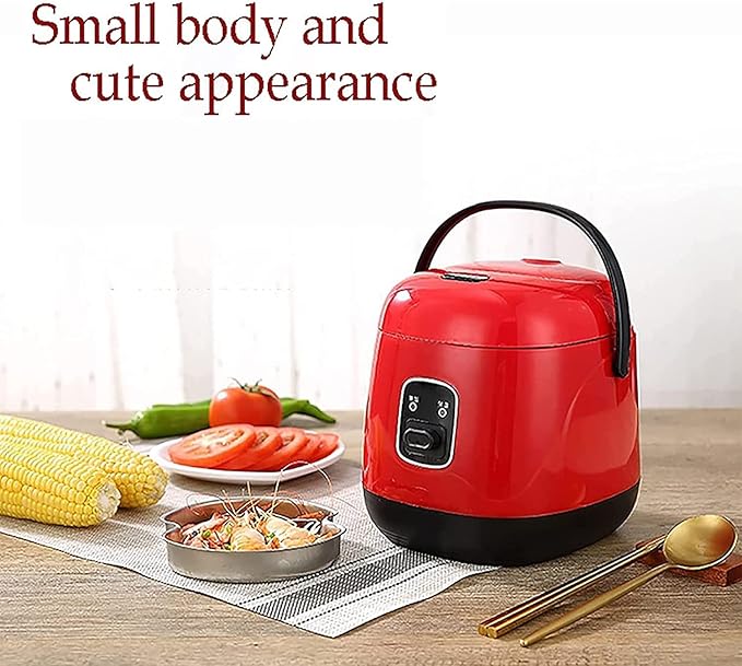 Mini Rice Cooker Fully Automatic Electric Rice Cooker With Portable Handle Easy To Clean Non-StickDetachable Cooking Pot (Brown)