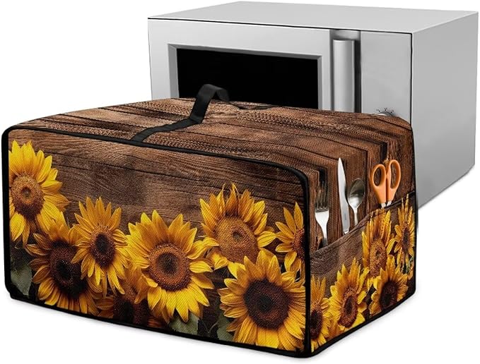 Doojoayie Sunflower Toaster Cover 6 Slice Kitchen Appliance Covers 19.7x16x 10 Small Appliance Dust Protector with Top Handle Easy to Storange