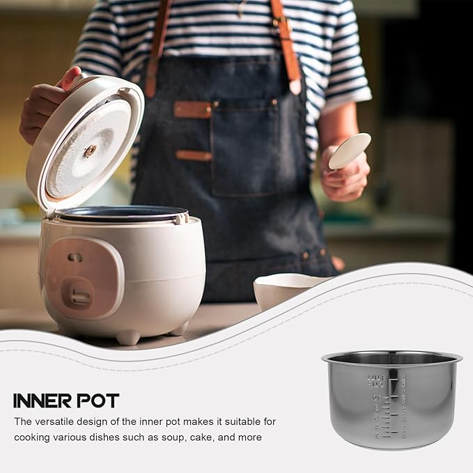 Lurrose Rice Cooker Liner Stainless Rice Cooker Replace Inner Pressure Cooker Liner Cooking Pot Inner for Kitchen 5L