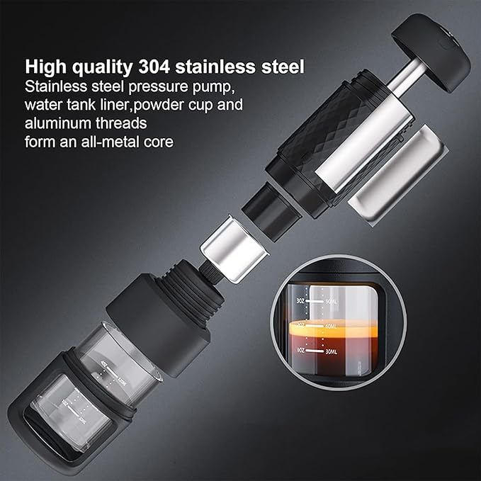 ERICAT Home Drip Coffee Brewer 2 IN1 Travel Coffee Maker 90 ° C Thermostatic Extraction and Stable Heating System Coffee Machine Fast Heating and No Need For Batteries Or Electricity For Camping