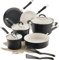 Rachael Ray Cucina Ceramic Cookware Set - 13 Pieces - Ceramic Pots and Pans Set w/Nonstick Frying Pans Saute Pan Saucepans Stockpot Lids Pan Protectors &amp Cooking Utensils - Peppercorn