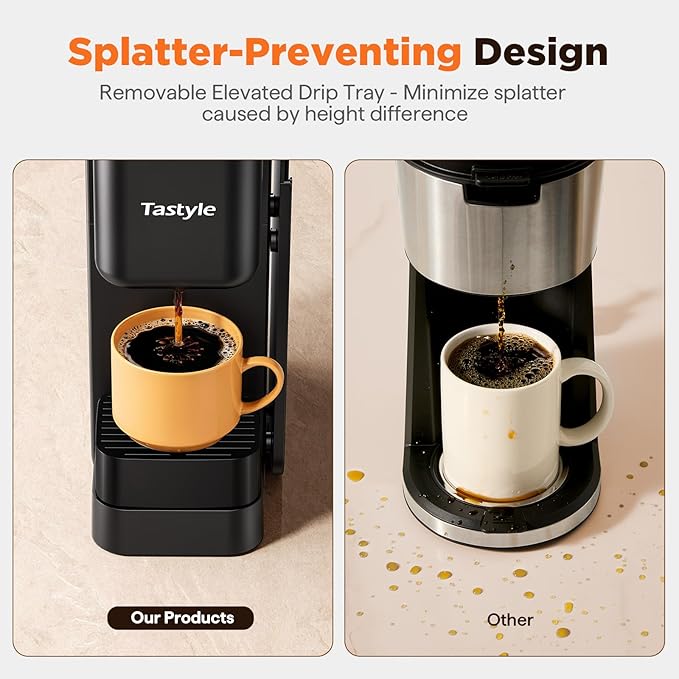 Hot &amp Iced Coffee Maker with Magnetic K-Pod Organizer (Pods Not Included) Stores 10 Pods 4-5 Cups Coffee Maker &amp Single-serve Brewer for K Cup &amp Grounds 40oz Removable Water Tank Black