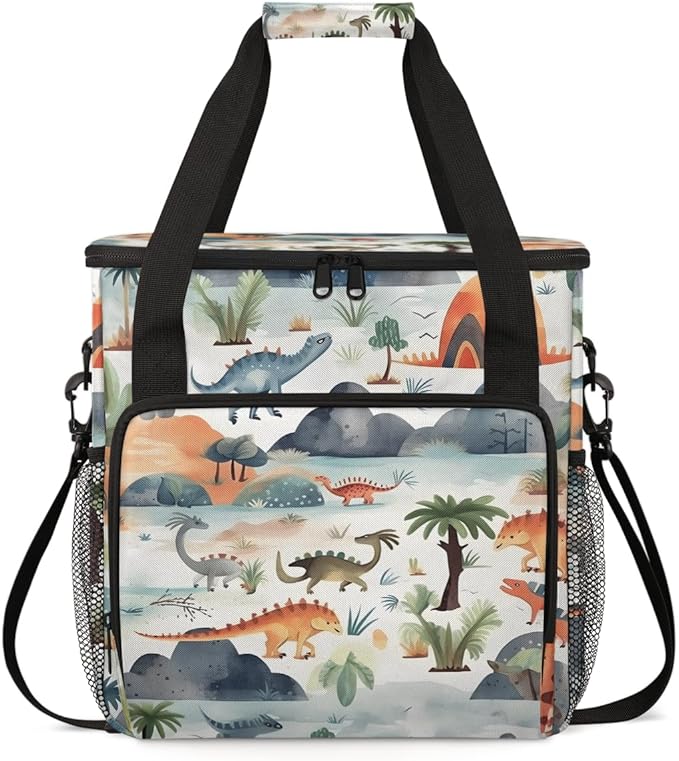 Dinosaur Coffee Maker Carrying Bag Coconut Palm Portable Travel Storage Tote Bag Compatible with K-Mini or K-Mini Plus Single Serve Coffee Brewer Carrying Case with Multiple Pockets &amp Shoulder S