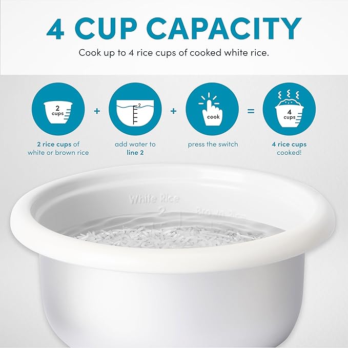 AROMA® CoreCoat Rice Cooker with Pop-Up Food Steaming Basket (4 Cups Cooked 2 Cups Uncooked)
